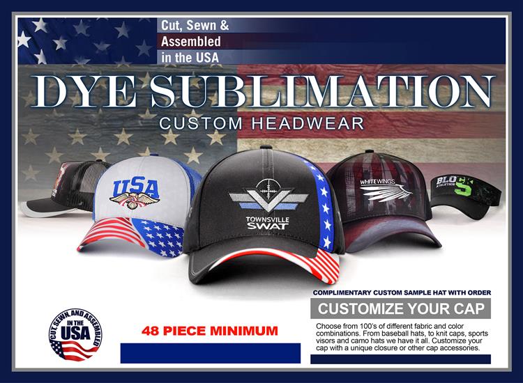 USA Custom Dye Sublimation Baseball Caps